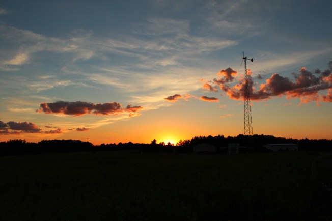 windmill at sunset